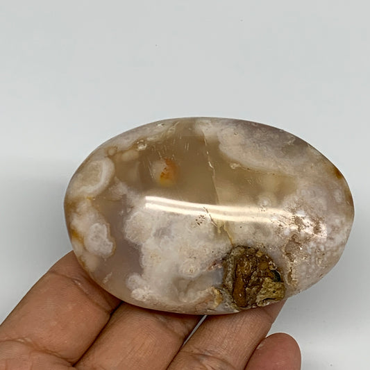 127.7g,2.9"x2"x1", Flower Agate Palm-Stone Crystal Reiki @Madagascar,B16165
