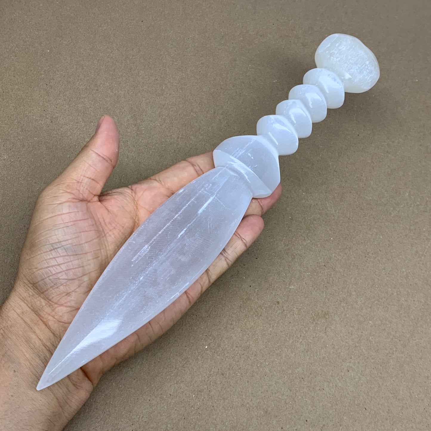 295g,12"x1.6"x0.8"Natural Selenite Crystal Knife (Satin Spar) @Morocco,B24103