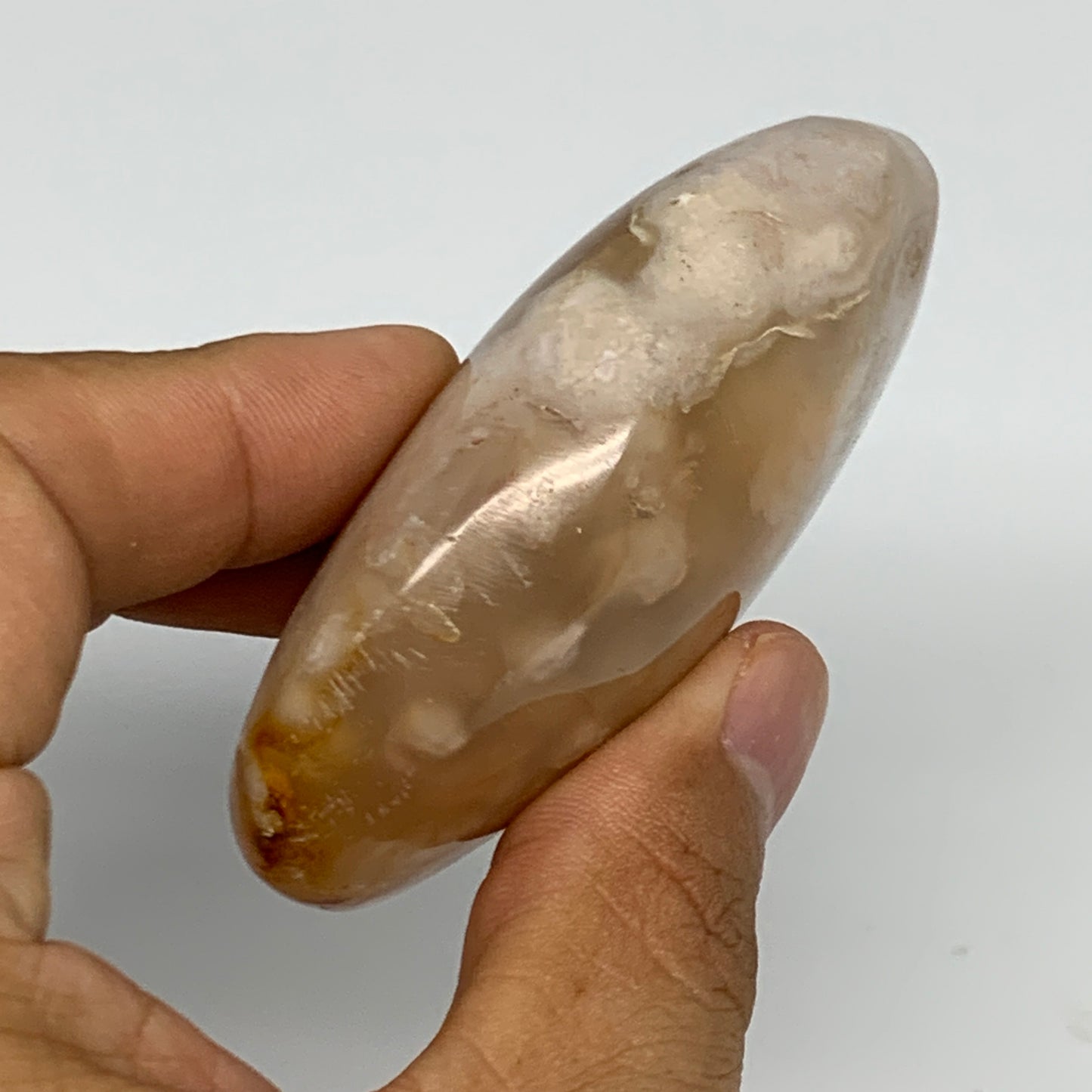 127.7g,2.9"x2"x1", Flower Agate Palm-Stone Crystal Reiki @Madagascar,B16165