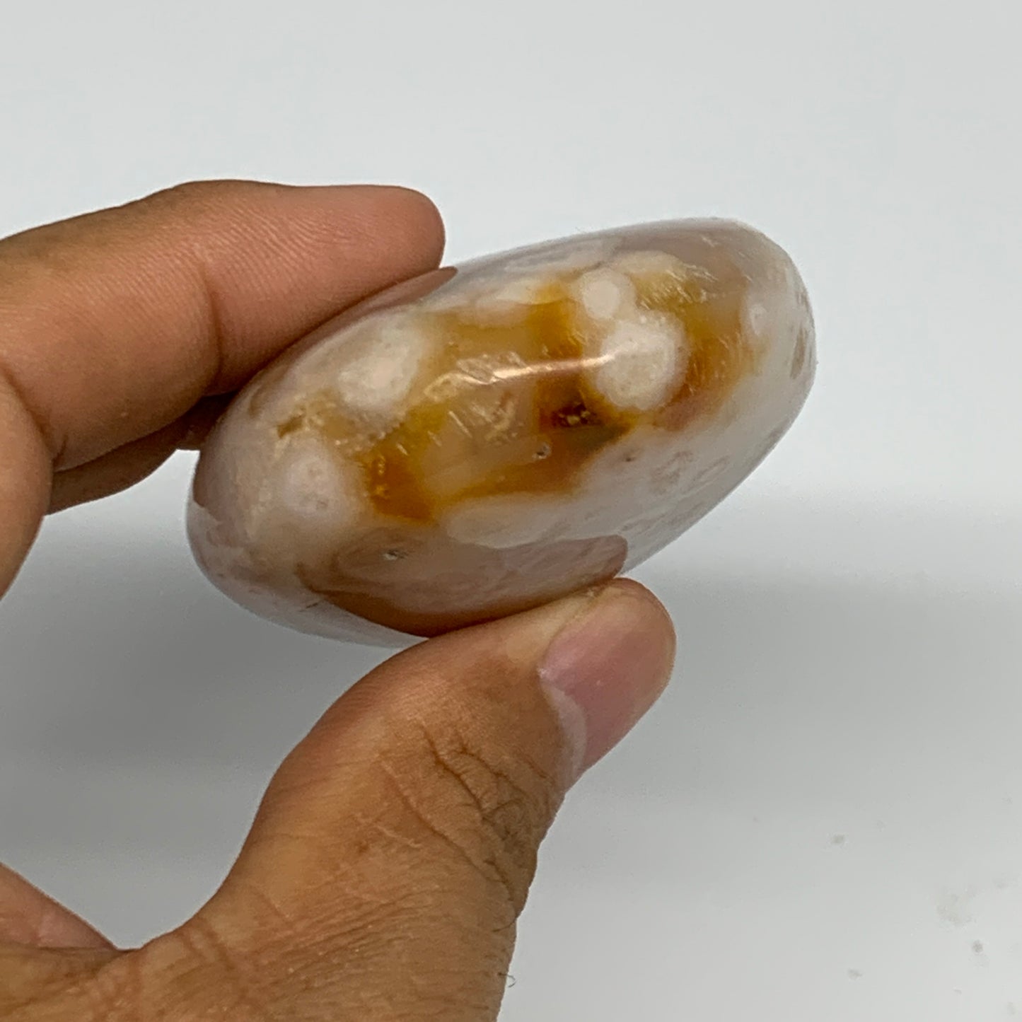 127.7g,2.9"x2"x1", Flower Agate Palm-Stone Crystal Reiki @Madagascar,B16165