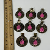89g, 8pcs, Turkmen Coins Jeweled Synthetic Pink Tribal @Afghanistan, B14526