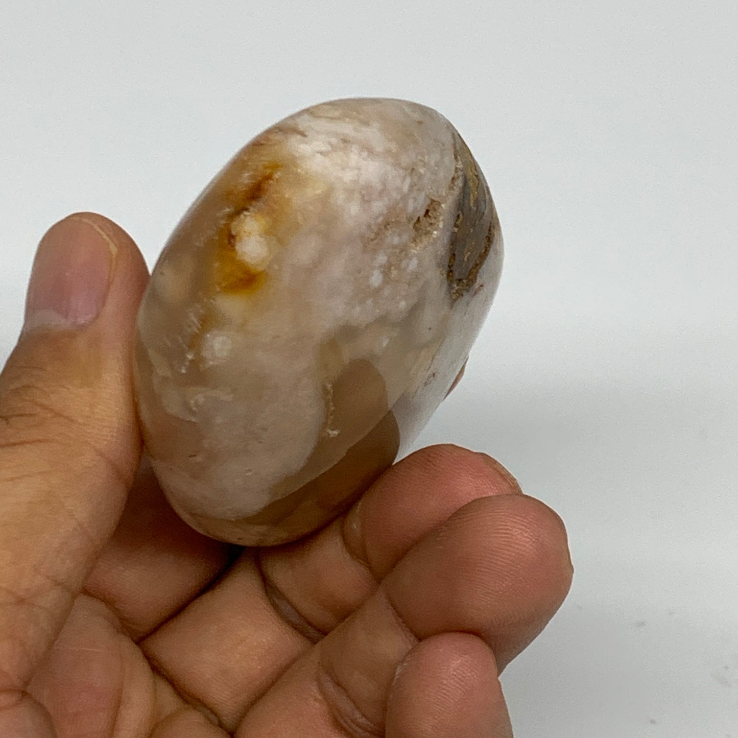 127.7g,2.9"x2"x1", Flower Agate Palm-Stone Crystal Reiki @Madagascar,B16165