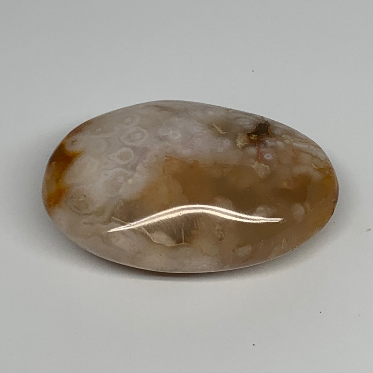 127.7g,2.9"x2"x1", Flower Agate Palm-Stone Crystal Reiki @Madagascar,B16165