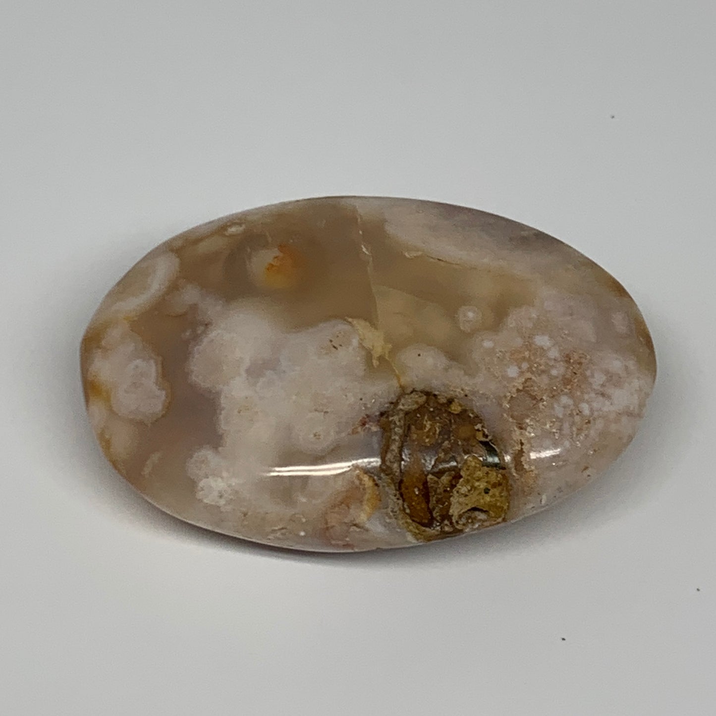 127.7g,2.9"x2"x1", Flower Agate Palm-Stone Crystal Reiki @Madagascar,B16165