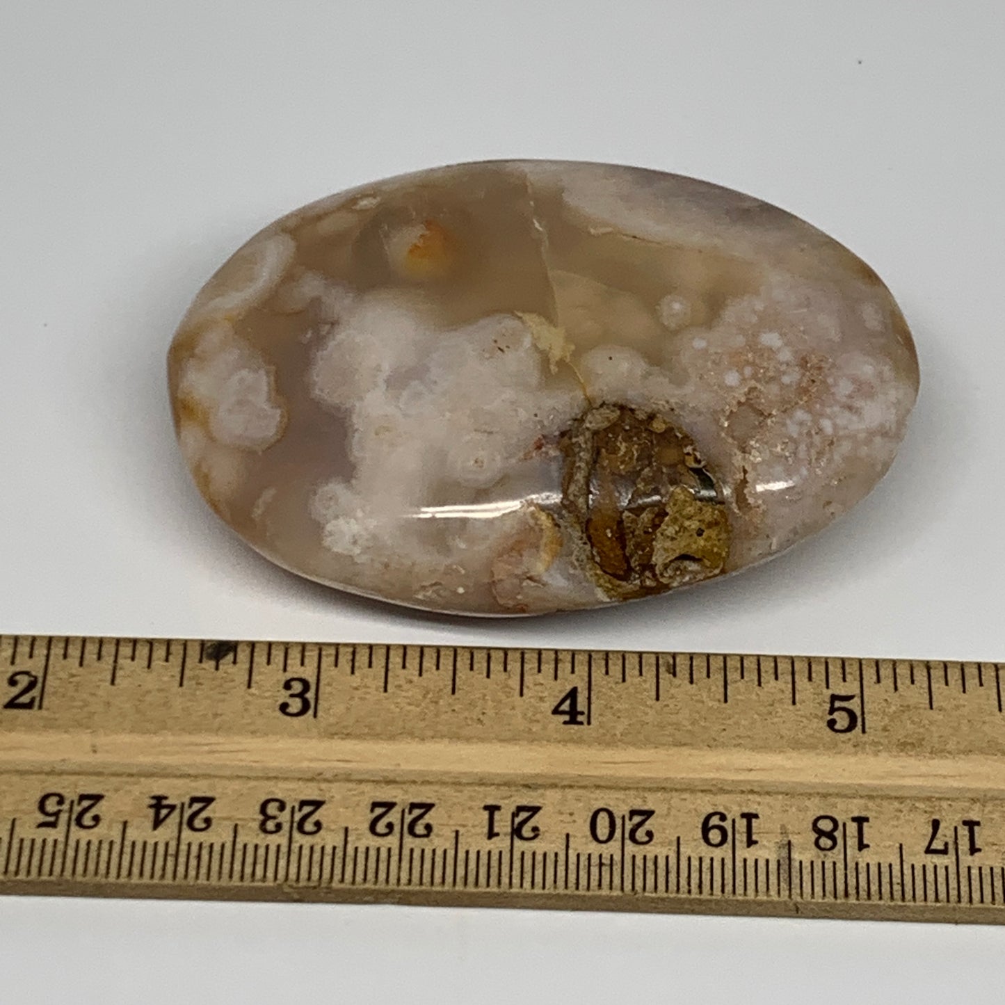 127.7g,2.9"x2"x1", Flower Agate Palm-Stone Crystal Reiki @Madagascar,B16165