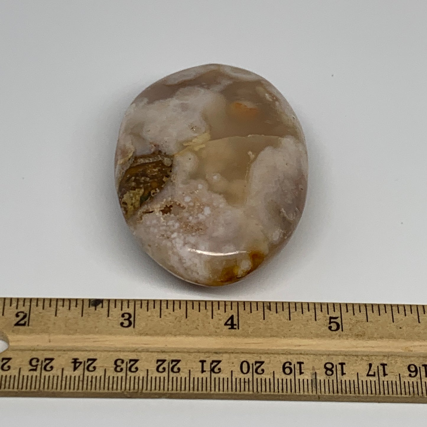 127.7g,2.9"x2"x1", Flower Agate Palm-Stone Crystal Reiki @Madagascar,B16165