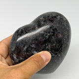 595g,3.5"x3.9"x1.7" Indigo Gabro Merlinite Heart Gemstone @Madagascar,B19928