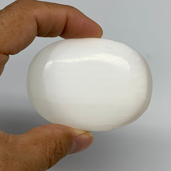 96g, 2.5"x1.9"x0.9", White Satin Spar (Selenite) Palmstone Crystal Gypsum, B2257