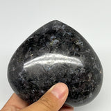 595g,3.5"x3.9"x1.7" Indigo Gabro Merlinite Heart Gemstone @Madagascar,B19928