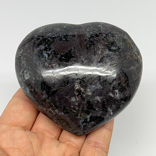 312.8g,2.9"x3.2"x1.4" Indigo Gabro Merlinite Heart Gemstone @Madagascar,B19929