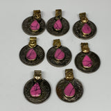 90g, 8pcs, Turkmen Coins Jeweled Synthetic Pink Tribal @Afghanistan, B14528