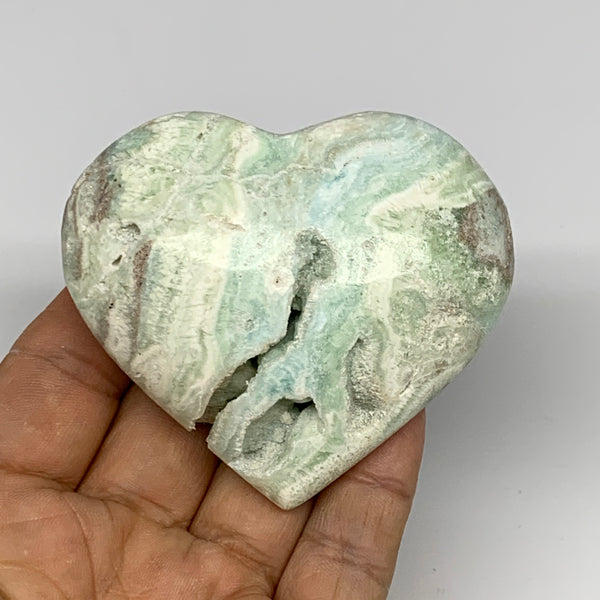 156g, 2.5"x2.8"x1.1" Blue Aragonite Heart Gemstones @Afghanistan, B26520