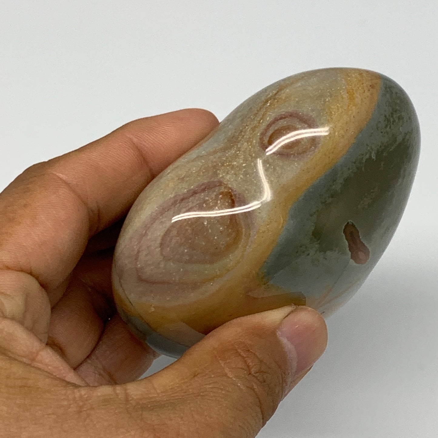 272.3g, 2.9"x3"x1.5" Polychrome Jasper Heart Polished Healing Crystal, B17724