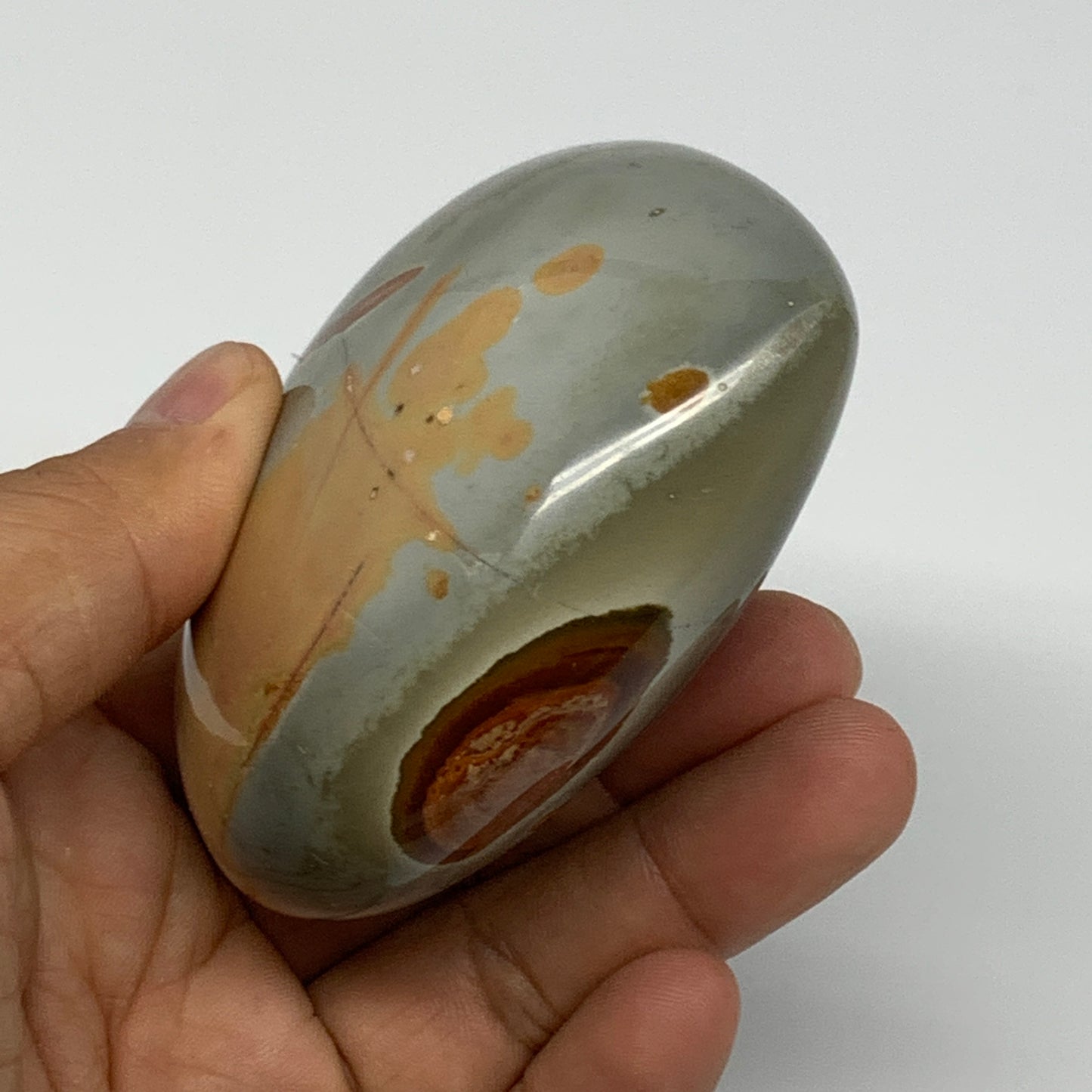 272.3g, 2.9"x3"x1.5" Polychrome Jasper Heart Polished Healing Crystal, B17724