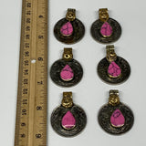 70g, 6pcs, Turkmen Coins Jeweled Synthetic Pink Tribal @Afghanistan, B14529
