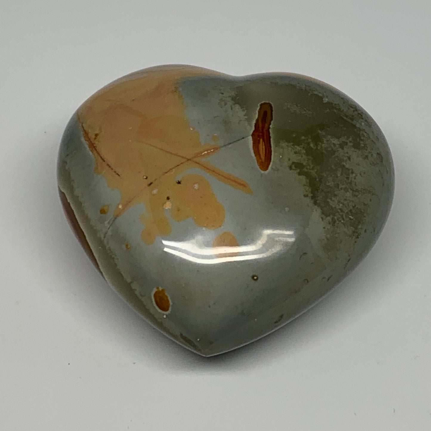 272.3g, 2.9"x3"x1.5" Polychrome Jasper Heart Polished Healing Crystal, B17724
