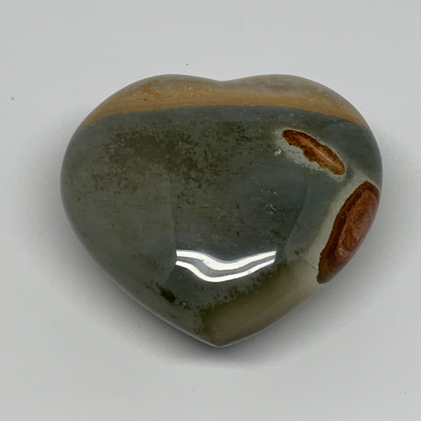 272.3g, 2.9"x3"x1.5" Polychrome Jasper Heart Polished Healing Crystal, B17724
