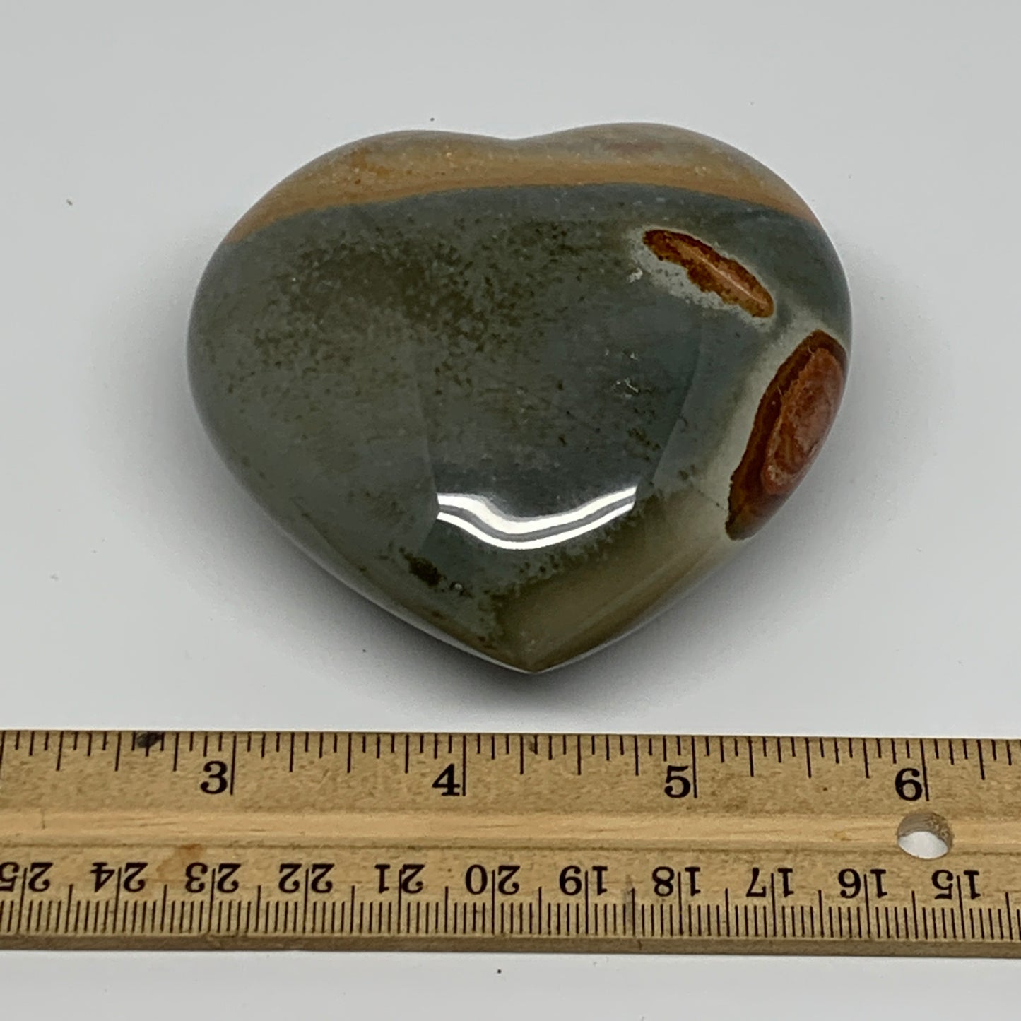 272.3g, 2.9"x3"x1.5" Polychrome Jasper Heart Polished Healing Crystal, B17724
