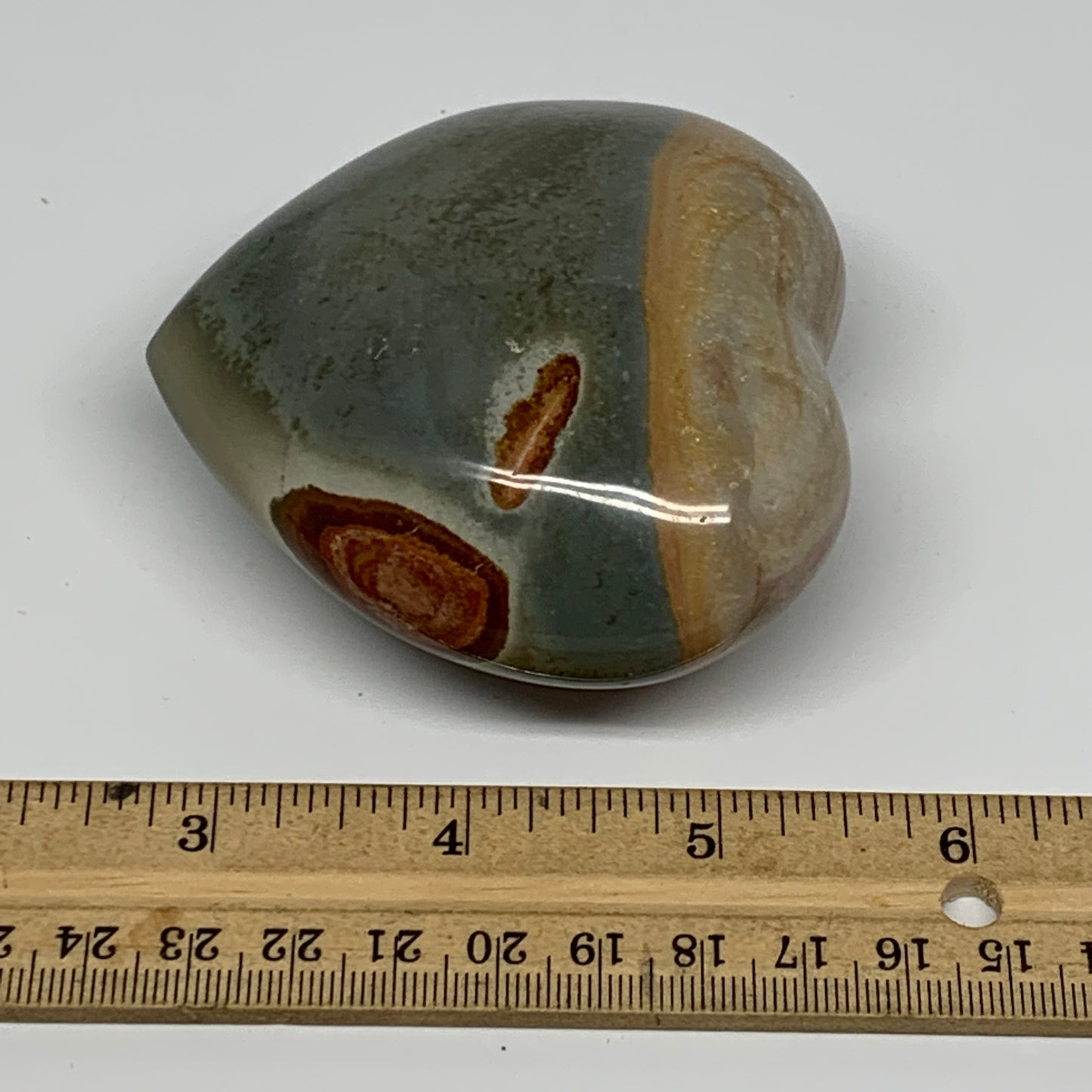 272.3g, 2.9"x3"x1.5" Polychrome Jasper Heart Polished Healing Crystal, B17724