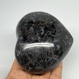 484.4g,3.3"x3.6"x1.7" Indigo Gabro Merlinite Heart Gemstone @Madagascar,B19930