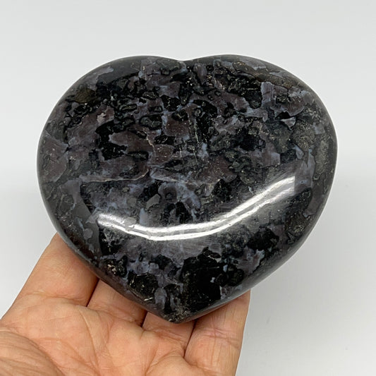 469.3g,3.6"x3.7"x1.3" Indigo Gabro Merlinite Heart Gemstone @Madagascar,B19931