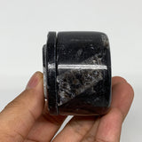 134.8g, 1.6"x2" Small Round  Black Fossils Ammonite Jewelry Box @Morocco,F2307