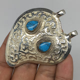1pc, 2.6"x2"x0.5",  Turkmen Pendant Blue Turquoise Inlay Handmade, TN547
