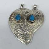 1pc, 2.6"x2"x0.5",  Turkmen Pendant Blue Turquoise Inlay Handmade, TN547
