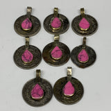 84g, 8pcs, Turkmen Coins Jeweled Synthetic Pink Tribal @Afghanistan, B14533