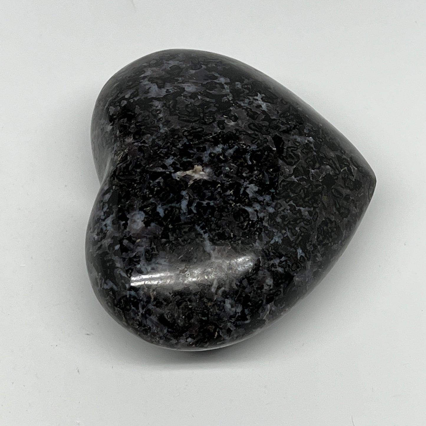 446.4g,3.2"x3.7"x1.6" Indigo Gabro Merlinite Heart Gemstone @Madagascar,B19932