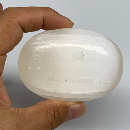 120g, 2.8"x2"x1", White Satin Spar (Selenite) Palmstone Crystal Gypsum, B22581