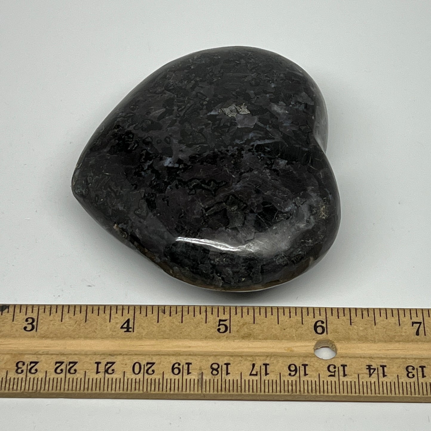 294.6g,2.9"x3.3"x1.2" Indigo Gabro Merlinite Heart Gemstone @Madagascar,B19933