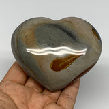 313.9g, 3"x3.6"x1.4" Polychrome Jasper Heart Polished Healing Crystal, B17729