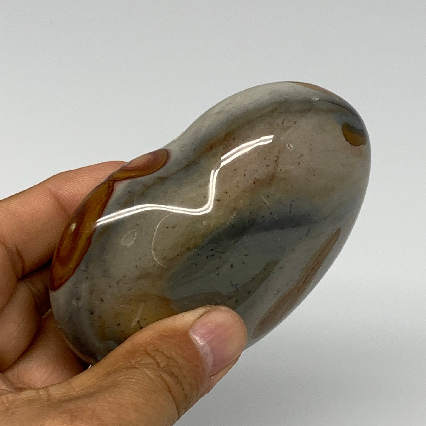 313.9g, 3"x3.6"x1.4" Polychrome Jasper Heart Polished Healing Crystal, B17729