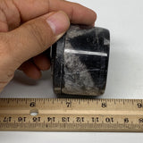 136.2g, 1.6"x2" Small Round  Black Fossils Ammonite Jewelry Box @Morocco,F2310