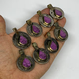 71g, 8pcs, Turkmen Coins Jeweled Synthetic Pink Tribal @Afghanistan, B14537
