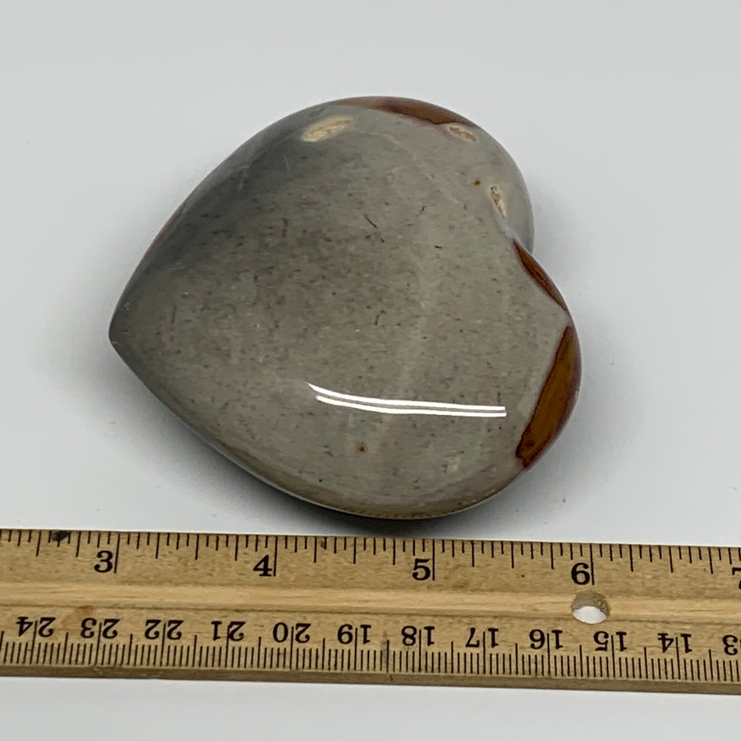 313.9g, 3"x3.6"x1.4" Polychrome Jasper Heart Polished Healing Crystal, B17729