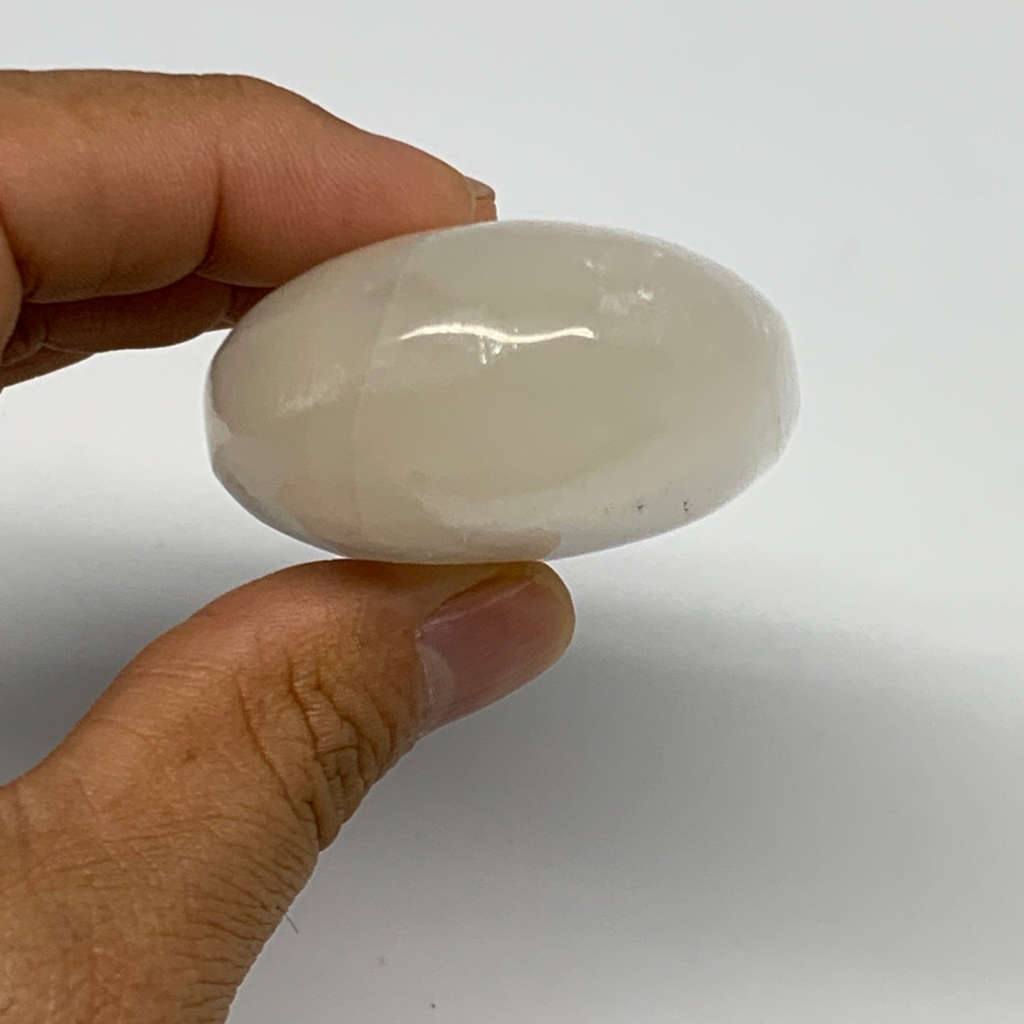 107g, 2.8"x1.8"x1", White Satin Spar (Selenite) Palmstone Crystal Gypsum, B22582