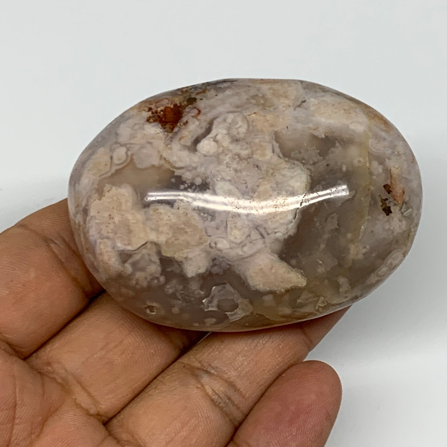 122.8g,2.5"x1.8"x1.2", Flower Agate Palm-Stone Crystal Reiki @Madagascar,B16174