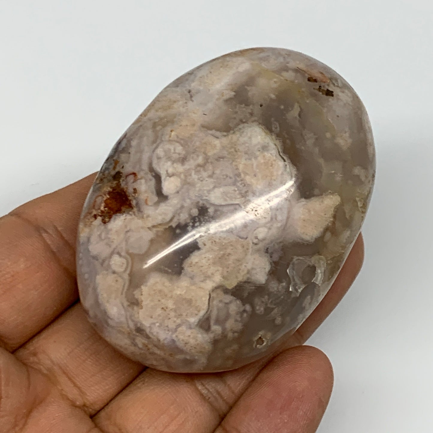 122.8g,2.5"x1.8"x1.2", Flower Agate Palm-Stone Crystal Reiki @Madagascar,B16174