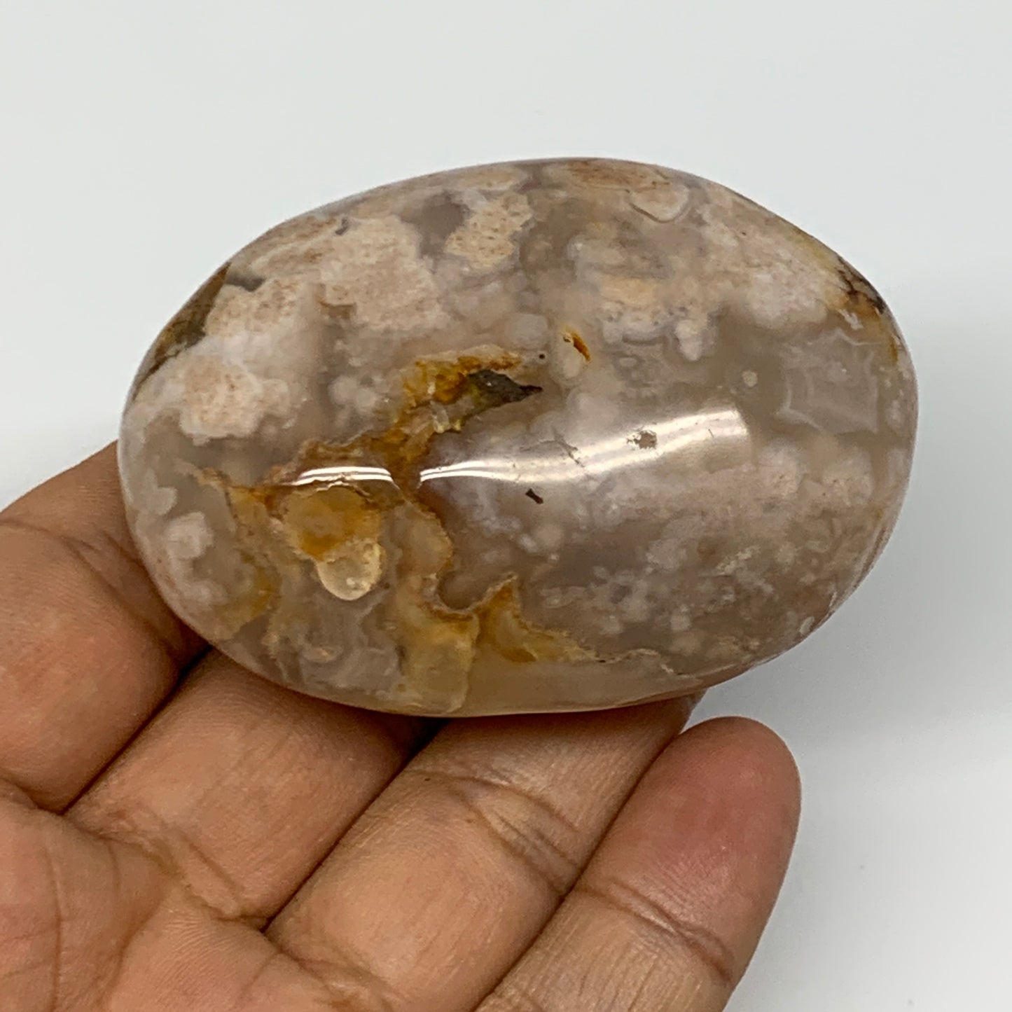 122.8g,2.5"x1.8"x1.2", Flower Agate Palm-Stone Crystal Reiki @Madagascar,B16174