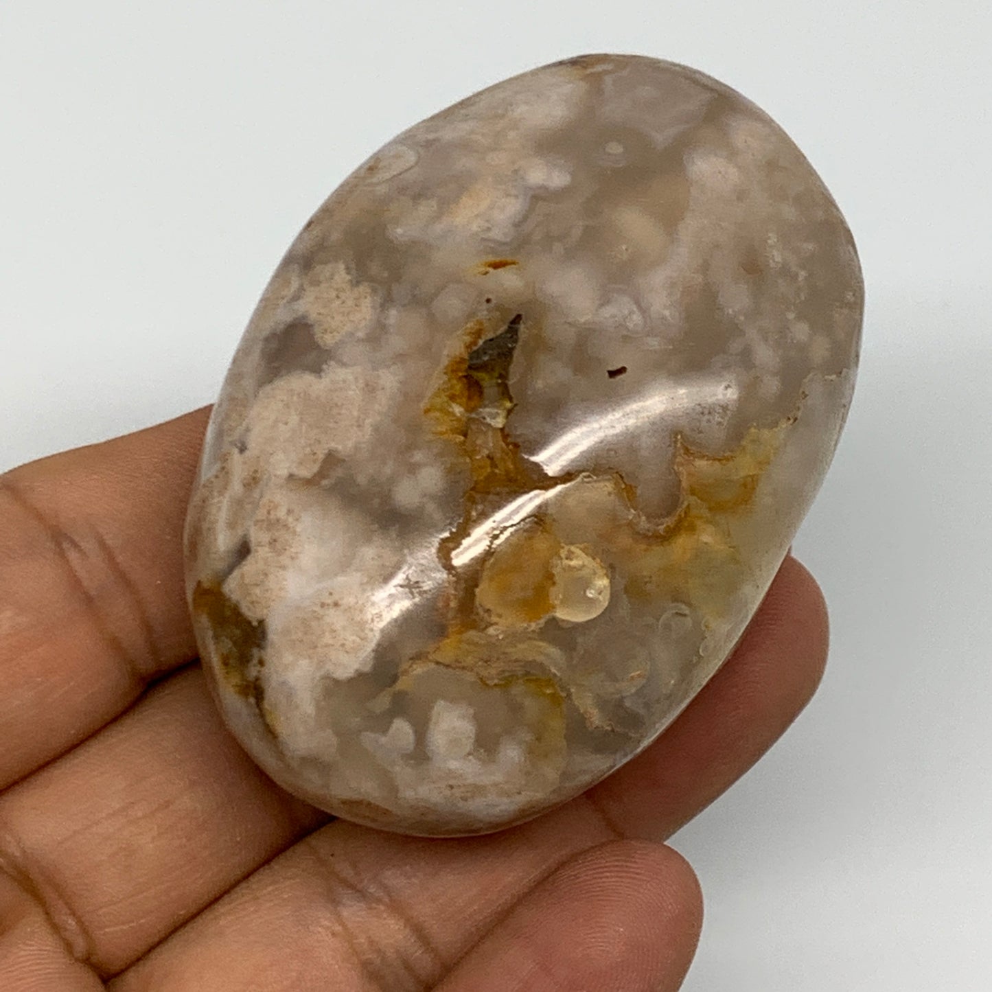 122.8g,2.5"x1.8"x1.2", Flower Agate Palm-Stone Crystal Reiki @Madagascar,B16174