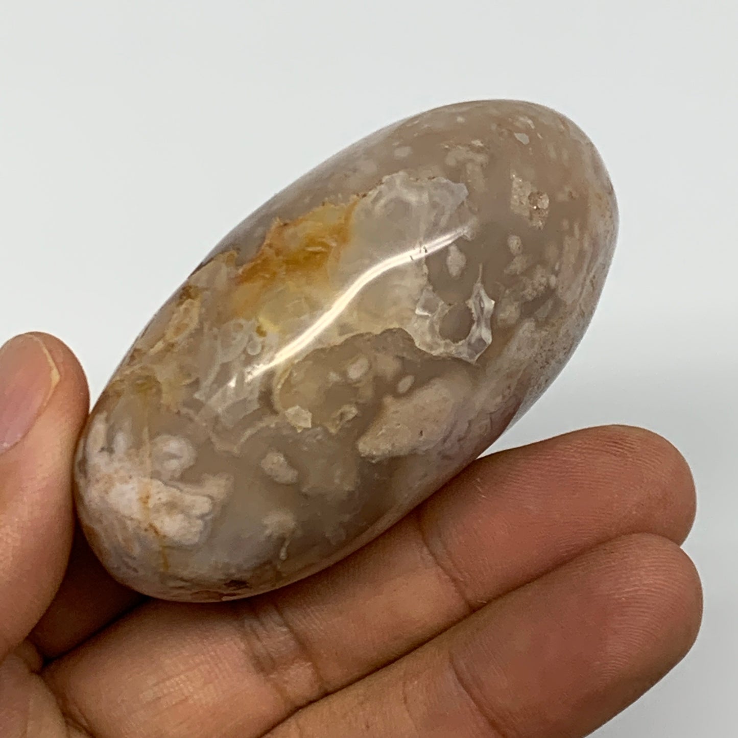 122.8g,2.5"x1.8"x1.2", Flower Agate Palm-Stone Crystal Reiki @Madagascar,B16174
