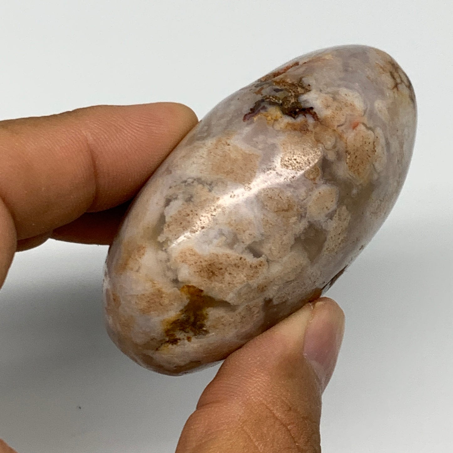 122.8g,2.5"x1.8"x1.2", Flower Agate Palm-Stone Crystal Reiki @Madagascar,B16174
