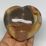 435.2g, 3.5"x3.7"x1.7" Polychrome Jasper Heart Polished Healing Crystal, B17732