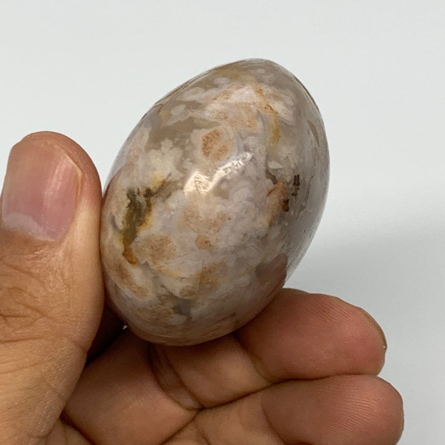 122.8g,2.5"x1.8"x1.2", Flower Agate Palm-Stone Crystal Reiki @Madagascar,B16174