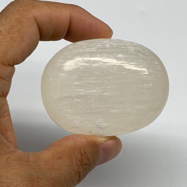 87g, 2.3"x1.7"x1", White Satin Spar (Selenite) Palmstone Crystal Gypsum, B22585