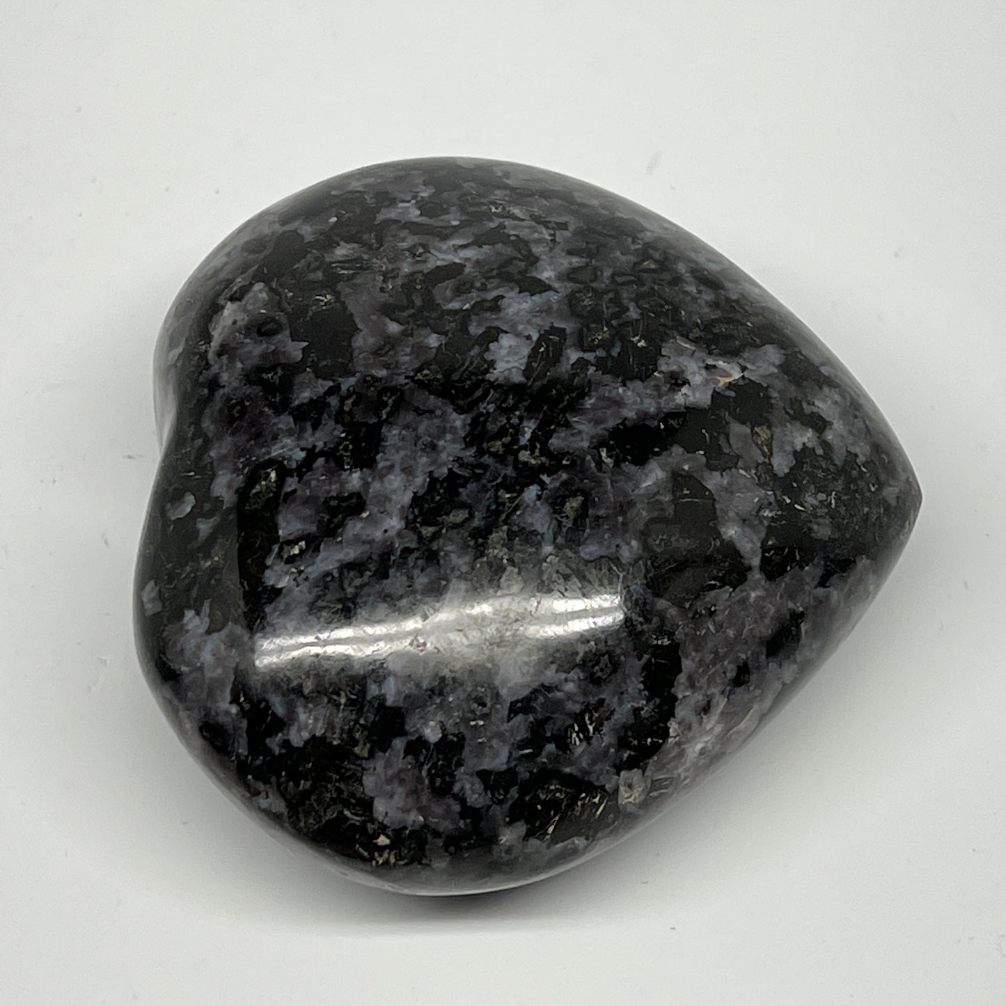 396.3g,3.1"x3.4"x1.6" Indigo Gabro Merlinite Heart Gemstone @Madagascar,B19937