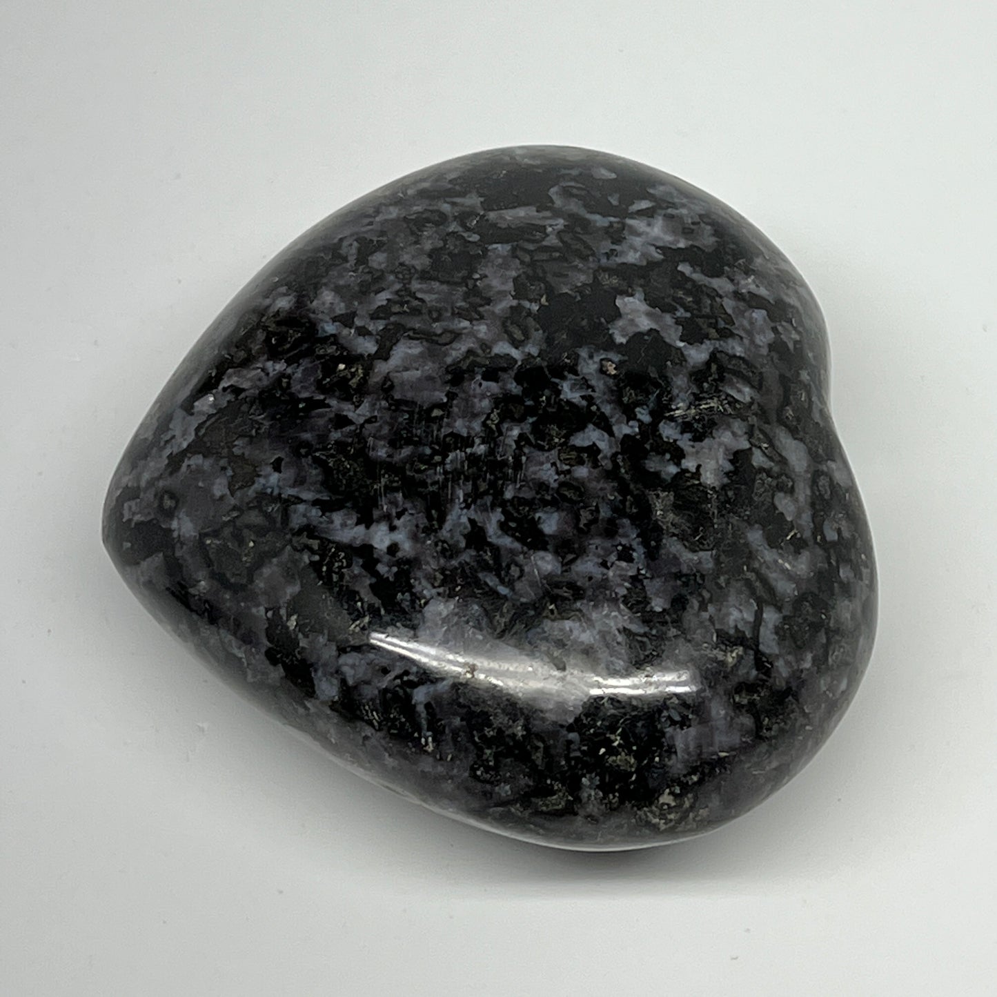 396.3g,3.1"x3.4"x1.6" Indigo Gabro Merlinite Heart Gemstone @Madagascar,B19937