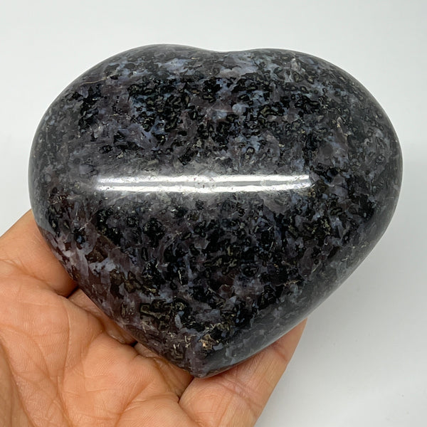 344.4g,3"x3.3"x1.6" Indigo Gabro Merlinite Heart Gemstone @Madagascar,B19938